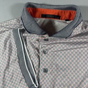Mens Greyson Golf Polo Shirt XL Orange Gray Performance Print Stretch Wolf Logo